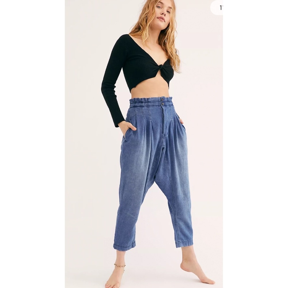 Free People We The Free Mover & Shaker High Waist‎ Harem Denim Pants Blue 2